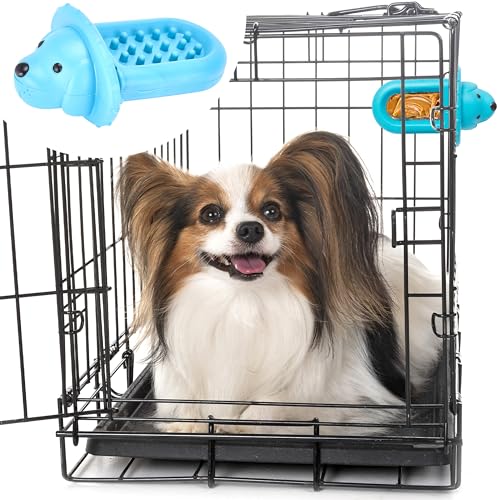 Happilax Ciotola lenta per cani – Dispenser per cani – Animali domestici occupati e stimolati – Fissaggio – Giocattolo indistruttibile – 7 x 14 x 9 cm, blu