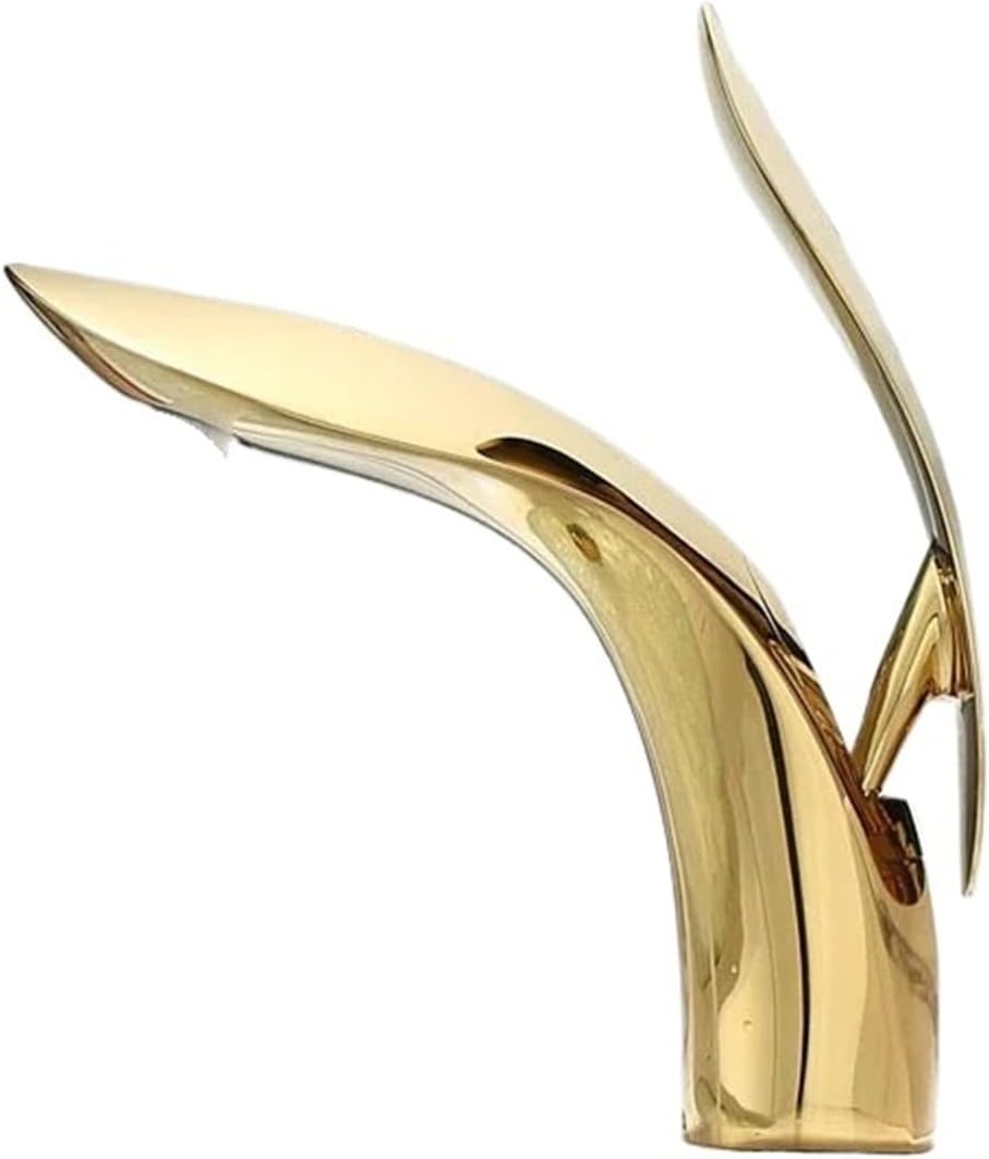 Basin SLT120 Faucets Faucet Hot and Cold Water Mixer Tap Golden Finish Brass Toilet Sink White 1Pcs(SLT120R)