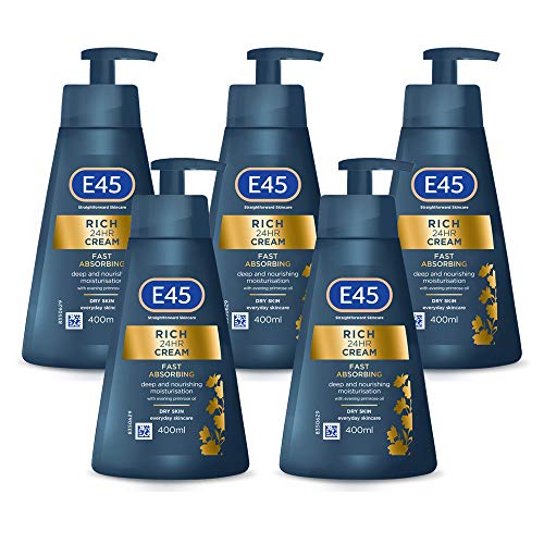 E45 Rich 24 Hours Moisturising Lotion 400 ml, Total 2 Litre, Pack of 5