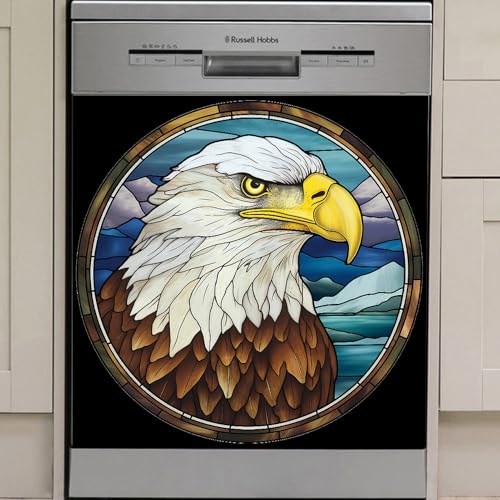 Cubierta magnética para lavavajillas, Cubierta magnética para refrigerador, calcomanía Decorativa Pegatinas para lavavajillas refrigerador Frontal, Pintura de Arte Abstracto de águila Americana