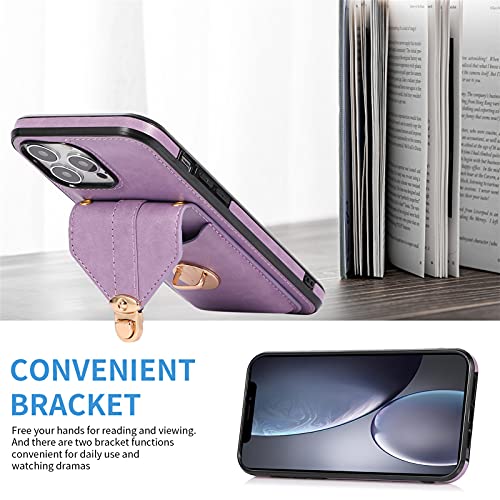 Wallet Case Compatible With Samsung Galaxy A32 5G Crossbody Leather Phone Case With Credit Card Holder And Strap Buttons Flip Pu Kickstand Cases Shockproof Protective Shell Cover(Purple) #TOP6
