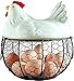 YAOJIA Hueveras Cesta Huevera de gallina Titular De Almacenamiento De Huevos con Asas | Forma De Tapa De Cerámica De Pollo | Cesta Rústica para Recoger Huevos Frescos hasta 25