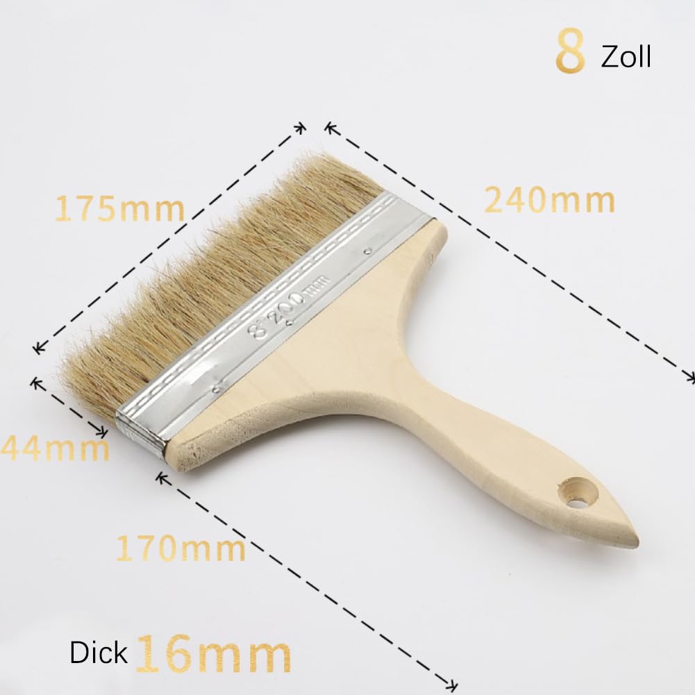 Pennelli da 10 pezzi, lunghezza 240 mm, pennello piatto, pennello per vernice, pennello a mano, pennello per la polvere con manico lungo in legno, pennello per pittura, vernice, decapaggio