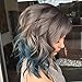K'ryssma Blue Ombre Wig Bob with Dark Roots 3 Tones Short Wavy Synthetic Wigs Glueless Heat Resistant Hair