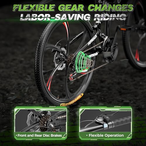 Outroad 26 Inch Folding Mountain Bike, 21 Speed Full