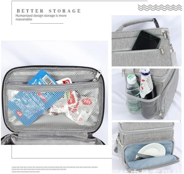 Miniatura 4 de MAXBA Men Women Adult Leak Proof Lunch Box Bucket, Large Reusable Insulated Lunch Bag, Tote Bag For Work Office, With Shoulder StrapInsulation Bag 9L