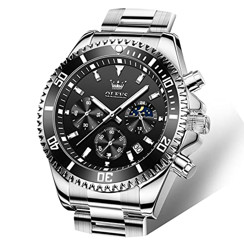 Buy OLEVS Mens Big Face Watches Stainless Steel Waterproof Date Analog