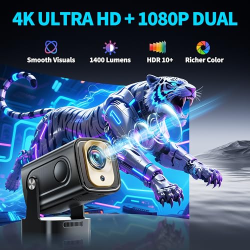 Image of Projector [Auto Focus & Native 1080P & Built-in Apps] Mini Portable Projector 1080P, 4K Full HD with WiFi 6 & Bluetooth 5.4, Auto Focus & Keystone, 270 Rotatable, Compatible with Phone /HDMI /USB,Black