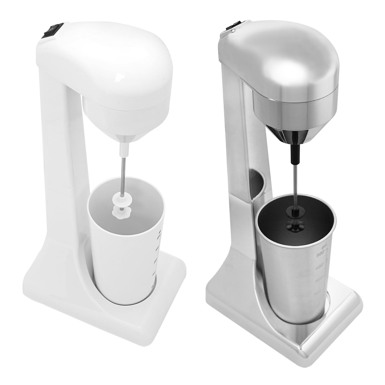 Milchshake Mixer, Getränkemixer, 22000rpm, 2 Geschwindigkeitsstufen Elektrischer Standmixer Becher 500ml für Protein-Shakes und Mixing Cocktai 100-Watt-Motor aus Reinem Kupfer (Weiß)