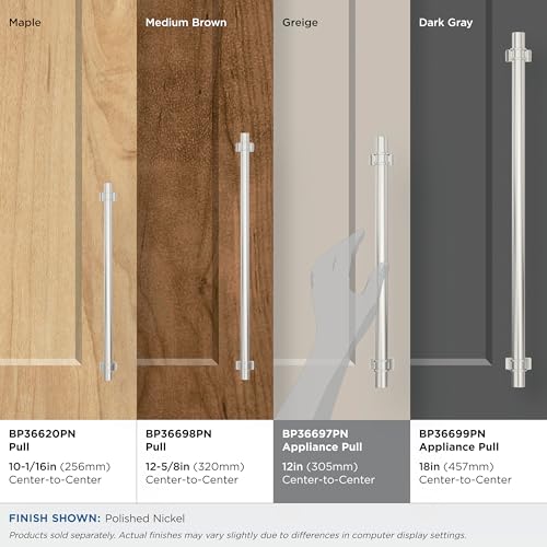 Image of Amerock Davenport 12 inch (305mm) Center-to-Center Polished Nickel Appliance Pull, BP36697PN