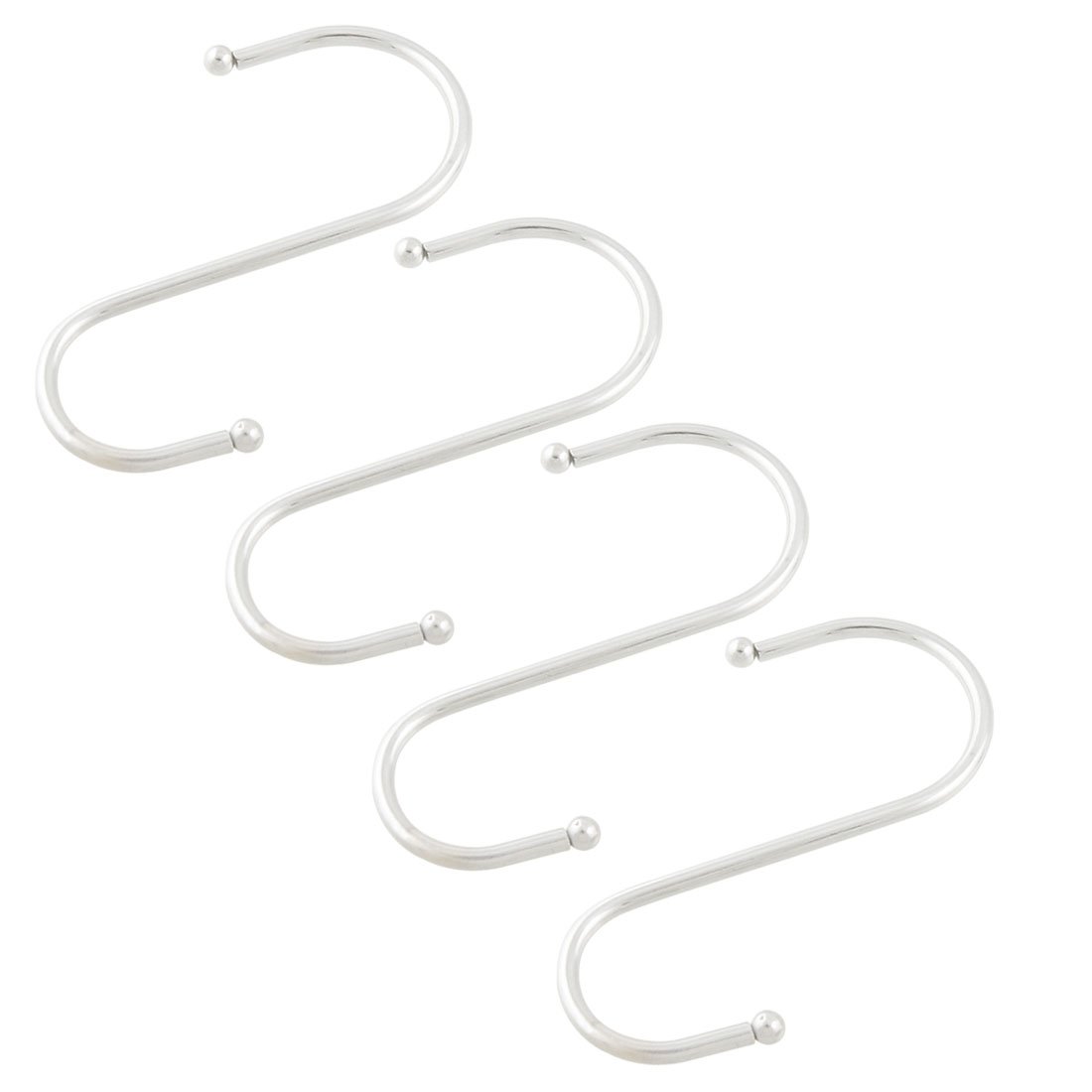 Aexit Home Universal Construction hardware Silver Tone Metal Hanging S Shaped Hooks 4 Pcs Model:95as643qo266