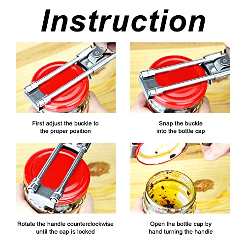 Non Slip Adjustable Stainless Steel Can Opener, Master Opener Jar Opener, Water Bottle Opener, Lid Off Jar Grip Opener, Cap Opener For Weak Hands Seniors (B) #TOP6