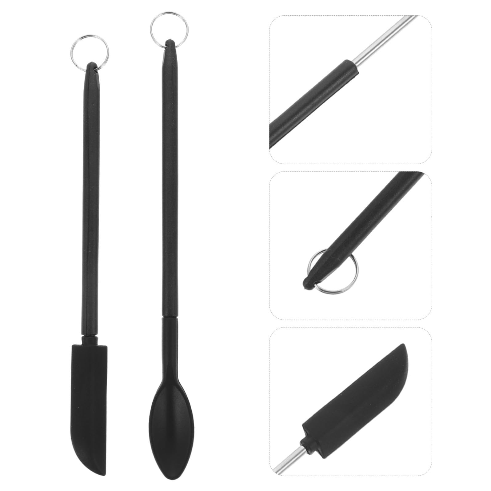 Hemobllo Mini Spatola Telescopica Leggera e Facile da Conservare in Silicone Nero per Cosmetici e Cucina per Baking e Uso Versatile