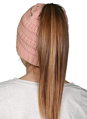 Image of Funky Junque BeanieTail Children's Ponytail Messy Bun Beanie Solid Ribbed Hat