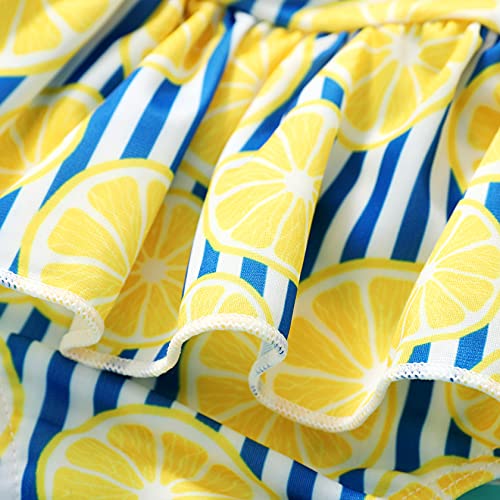 Jeelligular Toddler Baby Girl Swimwear Bowknot Stripe Swimsuit Bathing Suit 2Pcs Bikini Set Outfits Summer (12-18 Months, Lemon) #TOP6