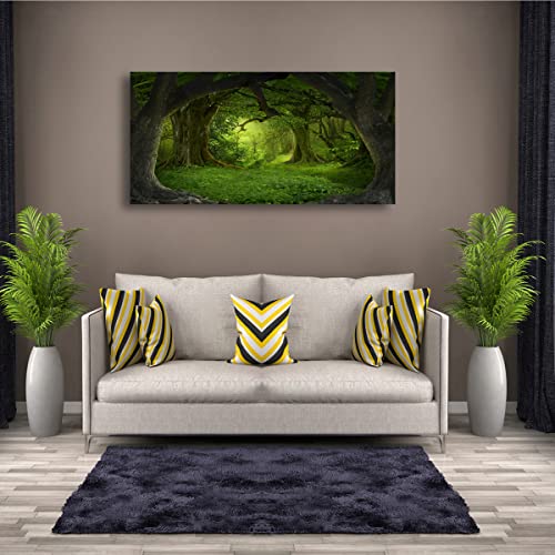 Pyabl Wall Decor Tree Of Life Wall Art Canvas Prints Natural Landscape Pictures Home Decor Green Forest Paintings For Living Room Bathroom Bedroom Kitchen Office Decorations 20X40 Wooden Framed Artwork Easy Hanging thumb #2