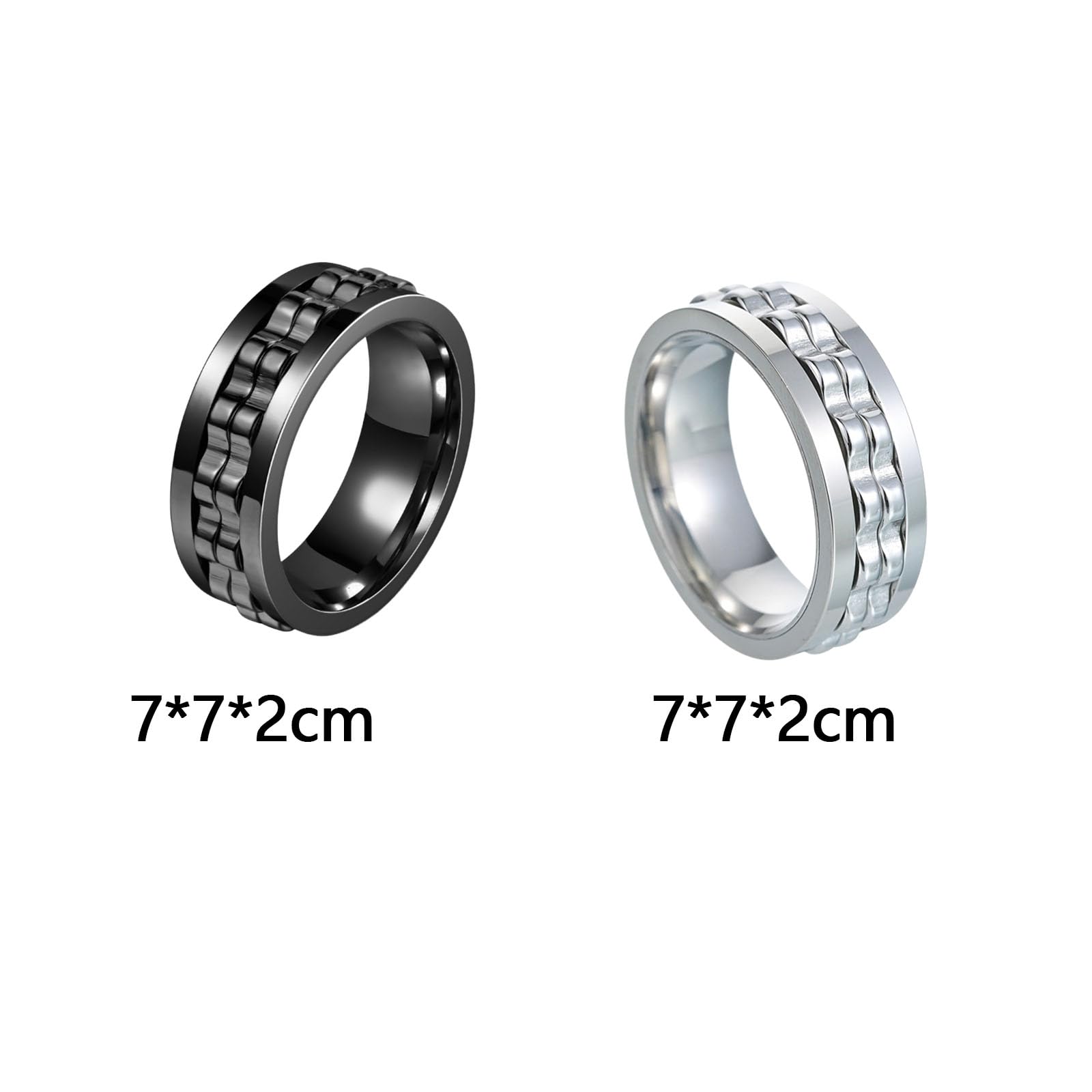 Vauki 2 pierścienie Fidget Ring dla dorosłych, antystresowe, pierścionki fidget w kolorze czarnym i srebrnym, redukujące stres i przeciwlękowe, prezent dla mężczyzn i kobiet, przeciw lękowi i