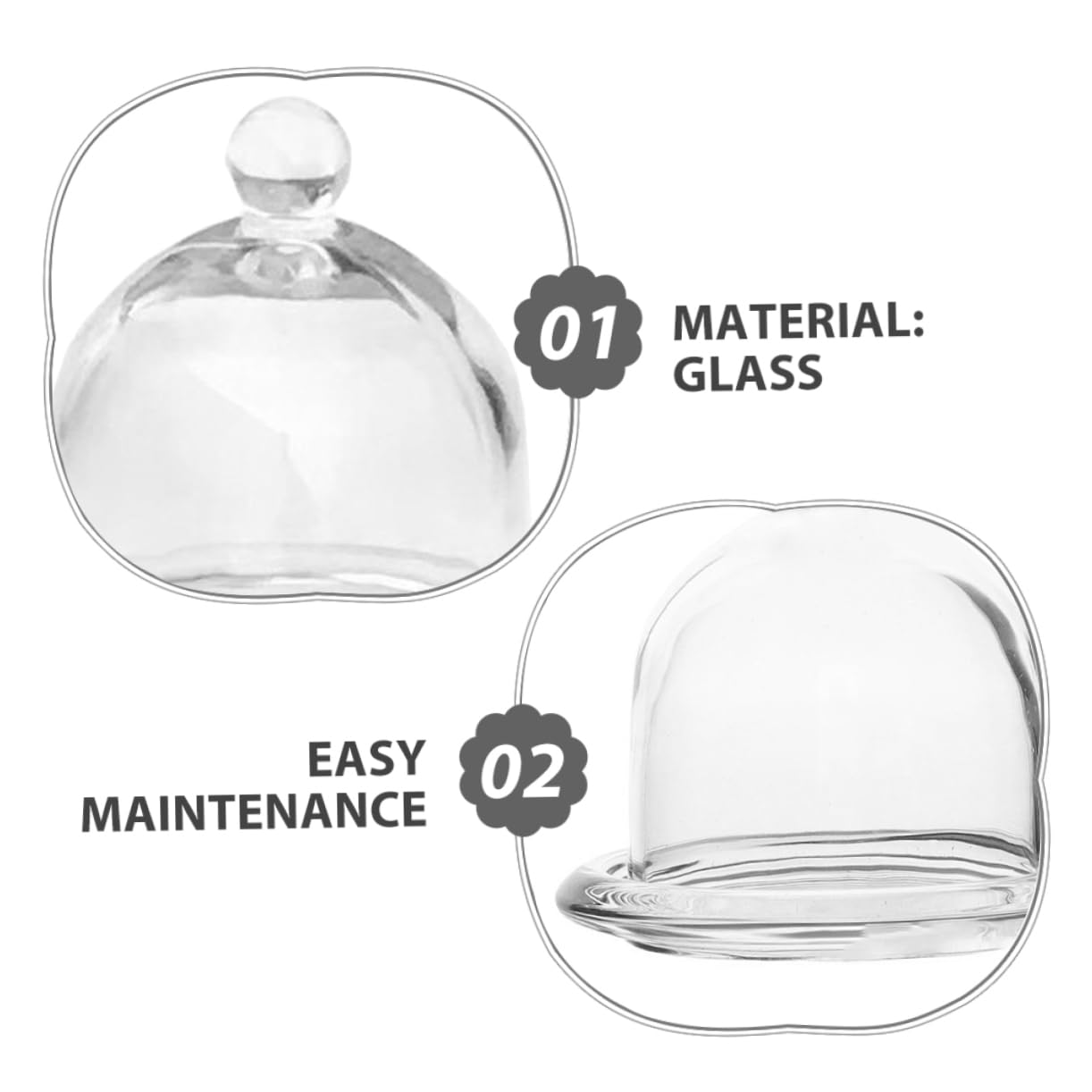 2piezas Cubierta de Cúpula de Postre Transparente con Plato Base, Soporte para Tartas con Protección Antipolvo, para Cupcakes, Cookies y Fiestas