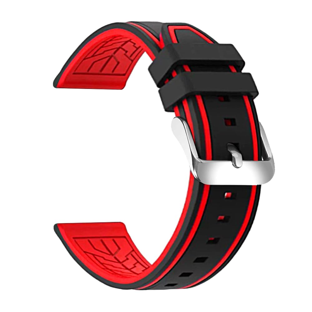 SZYXMY Silicone Watch Bands Divers Model Replacement Rubber Sport Watch Strap 20mm 22mm 24mm 26mm Waterproof Line Silver Buckle for Men and Women