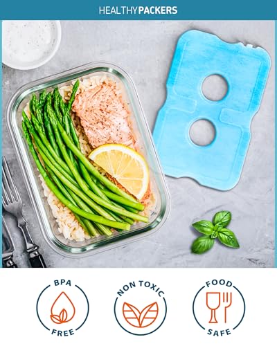 Healthy Packers Ice Packs for Lunch Boxes & Coolers - Freezer Packs - Original Cool Pack | Cooler Accessories for Beach, Camping & Fishing | Slim & Long-Lasting Reusable Ice Pack for Cooler
