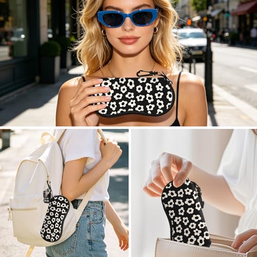 Image of Sunglasses Soft Case, Cute Ultra Light Portable Neoprene Zipper Eyeglass Glasses Case with Belt Clip for Men Women