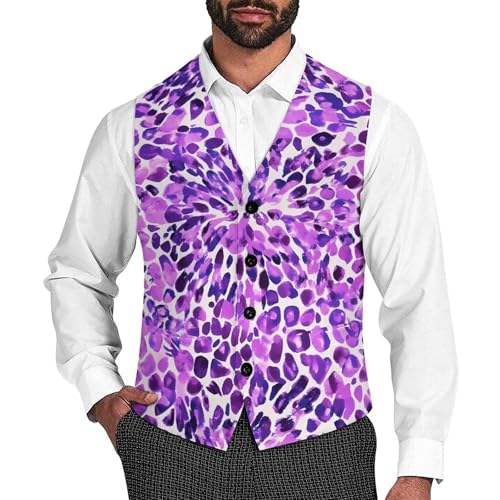 Leopard Pattern Men's Suit Vests Business Formal Dress Vest V-Neck Waistcoat for Wedding Casual