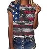 CGGMVCG Cute Tops for Women Womens Casual America Flag Print O Neck Short Sleeve Blouse Tops Tees T Shirt T Shirt for Women, Black, S #5