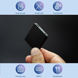 Voice Activated Recorder with Playback – 64GB Storage, 1100 Hours of Audio Recording, Slim & Portable for Meetings, Interviews & Classes, Easy Notetaker - TileREC- Dark Grey- by Atto Digital