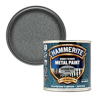 Hammerite 5084798 Direct to Rust Metal Paint - Hammered Silver Finish 250ML