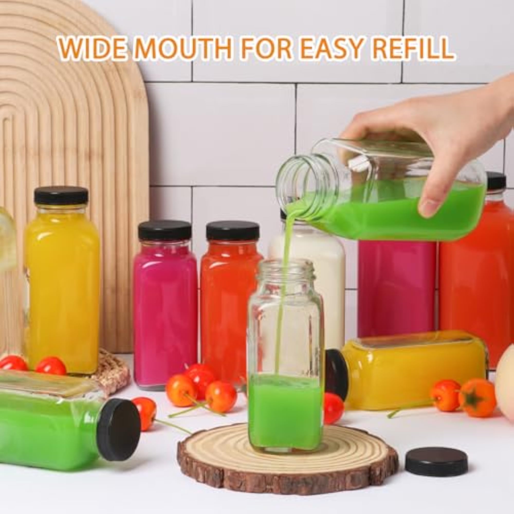 12 oz Glass Bottles with Lids 12 Pack