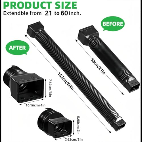 Regenrinnen Fallrohr Verlängerung,Dehnbare Regenrinne Verlängerung,Fallrohrverlängerungen Flexibel Rund,Fallrohrverlängerung,Dachrinne Fallrohr Verlängerung für die Meisten Wasserleitungen