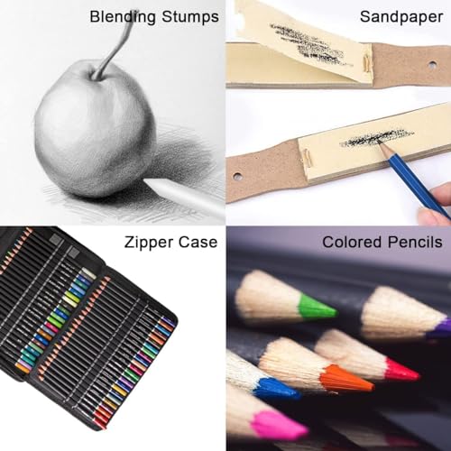 Image of Corslet 146 Pc Artist Drawing Pencils Color Pencil Set with A5 Sketch Book Art set Shading Sketch Colours Graphite Colour Sketching Pencils Children Adult