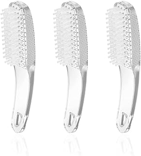3Pcs Nail Cleaning Brushes, Thick Handle Hand Fingernail Clean Brush Manicure Tools Scrub Cleaning Brushes for Toes and Nails (Clear)