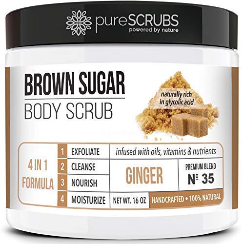 pureSCRUBS Premium Organic Brown Sugar GINGER FACE & BODY SCRUB Set - Large