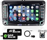 CAMECHO Android 10 Autoradio mit Navi für VW Golf 5 Golf 6 Skoda Polo Passat Tiguan Touran,7 Zoll HD Bildschirm mit GPS WiFi Bluetooth FM Dual USB Mirror Link AUX-In+Rückfahrkamera+Mic