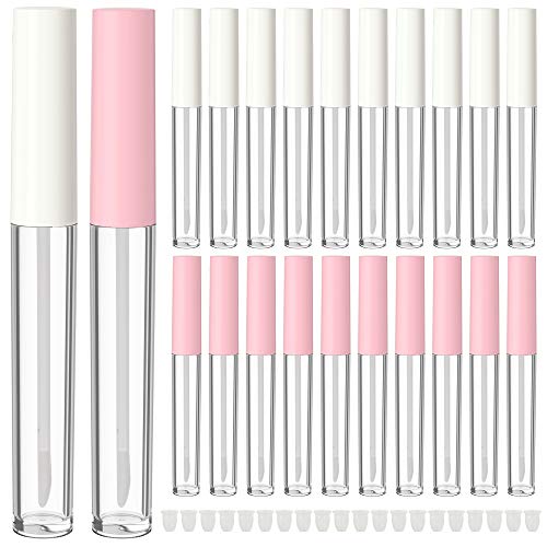 RONRONS 20 Pieces 2.5ML Empty Lip Gloss Tubes Containers Mini Refillable Lipgoss Balm Bottles with Caps for Lipstick Samples Travel Accessory