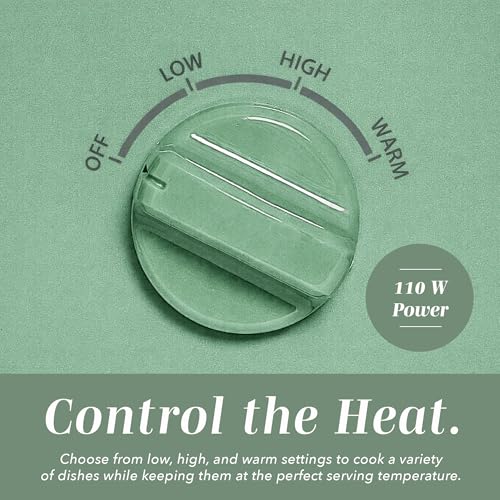 Image of COOK WITH COLOR 2QT Mini Electric Round Slow Cooker - Adjustable Settings, Removable Stoneware Pot, Tempered Glass Lid, Dishwasher Safe, Cool-Touch Side Handles, Dark Sage