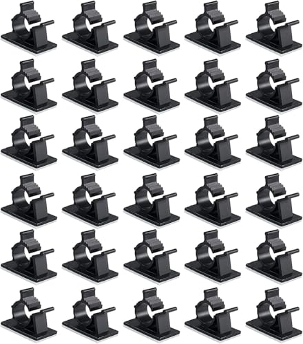 Viaky 30 Pcs Black Clips Self Adhesive Backed Nylon Wire Adjustable Cable Clips Adhesive Cable...