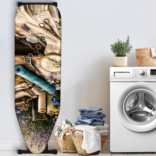 Image of Nuxovilar Lavender Embroidery Ironing Board Cover 15x54 Polyester | Iron Pad Scorch Guard laundry helper protective board shield home laundry room craft studio (Lavender Supplies)