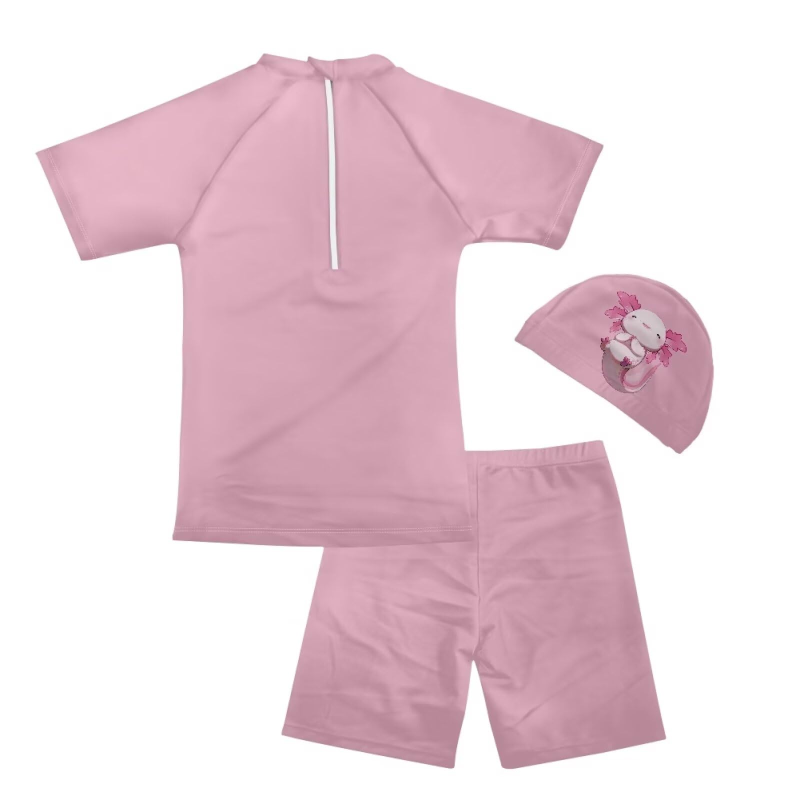 Yruonazao Classic Axolotl Swimsuits for Kids 8T Bathing Suit Girls 3pc Rash Guard Swim Set Summer Beach Kids Matching Swimsuits Girls and Girl Stretchy Skin-Friendly Swim Cap Swim Trunk Bathing Suit