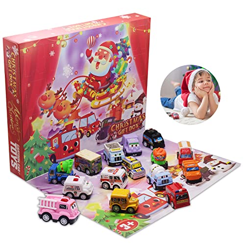 Calendrier de l'Avent de Noël 2022, Coffre à Jouets Compte à Rebours de Noël, Calendrier de l'Avent 24 Surprises pour Les Enfants, Cadeau de Jouet de Boîte Aveugle de Voiture Cover