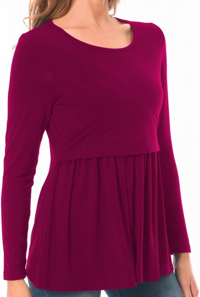 Bearsland Women’s Nursing Top Long Sleeve Scoop Neck Nursing Shirt Breastfeeding Shirt Pregnancy Clothes - Image 4