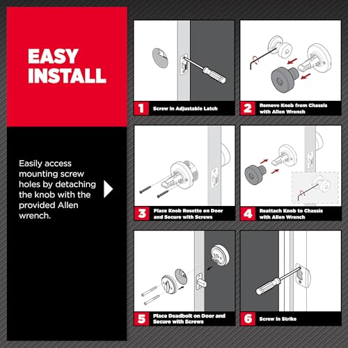 Image of Kwikset Pismo Round Front Door Lock Handle and Deadbolt Set, Entry Exterior with Interior Door Knob, Satin Brass, Project Pack, Pick Resistant SmartKey Rekey Deadbolt Security