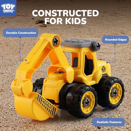 Image of TOY Life Constructions Toys Vehicles Trucks Take Apart Toys Sandbox Toys Trucks Set Excavators Building Car Toys with Drills - Best Gifts Truck Toys for Boys Kids Toddlers 3 4 5 6 7 8 Years Old