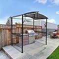COOS BAY 8x5 Barbeque Grill Gazebo Outdoor BBQ Gazebo Canopy, Steel Frame Double-Tier Polycarbonate Top Canopy with Shelves Serving Tables