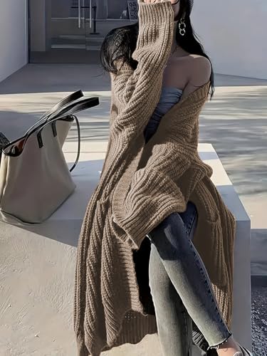 Image of Womens Long Cardigan Sweaters Open Front Oversized Duster with Pocket for Women 2025 Fall Winter Knit Design Coats