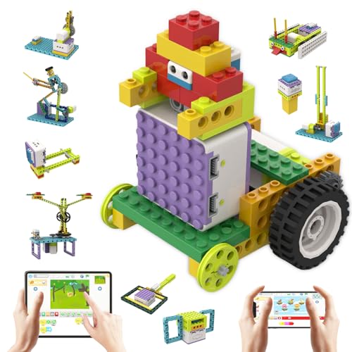 ICreateRobot ICQbot 10 in 1 Coding Robot Kit,270+ Piece ScratchJr Learning Educational APP Remote Voice Programming Building Toys for Age 5+ Kids