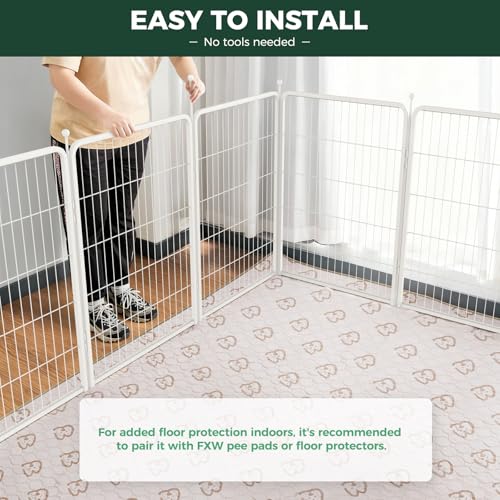 Image of FXW Rollick Unleashed Dog Playpen for Indoor, Yard, RV Camping, 40 inch 24 Panels for Medium and Large Dogs, White│Patented