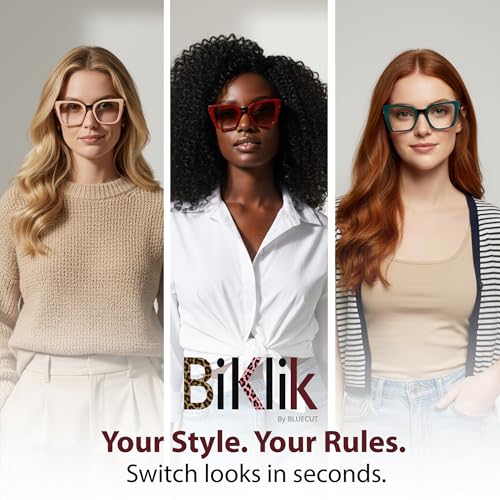 BLUE CUT Bluelight Blocking Computer Glasses for Women – Magnetic Clip-On Polarized UV-400 Sunglasses, Interchangeable Eyewear Frame with 3 Snap-On Fronts by BLUE CUT - Image 2