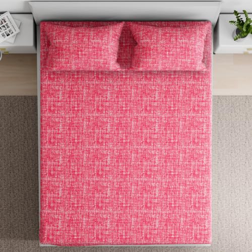 Image of Wakefit 100% Cotton 160 TC Fitted Bedsheet with 2 Pillow Covers | Carlos King, 72 inch x 72 inch, Carlos | 1.83m x 1.83m